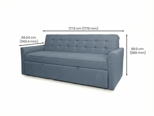 Zenith Sofa Cum Bed in Denim Blue